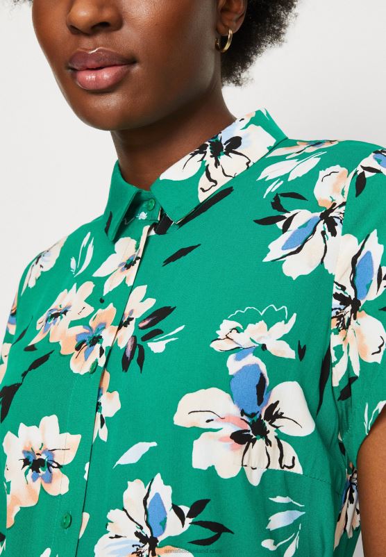 Z62T89 Women Anna Field Shirt Dress Green/Pink