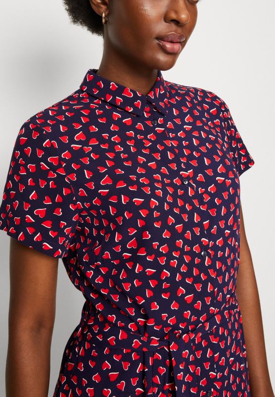 Z62T91 Women Anna Field Shirt Dress Dark Blue/Red