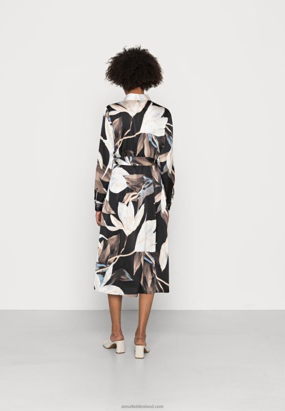 Z62T93 Women Anna Field Shirt Dress Black/Multi Coloured