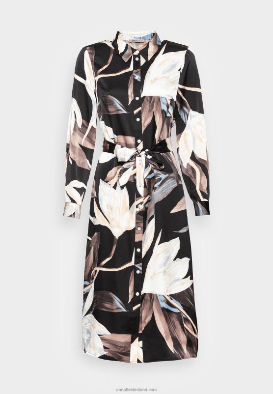 Z62T93 Women Anna Field Shirt Dress Black/Multi Coloured