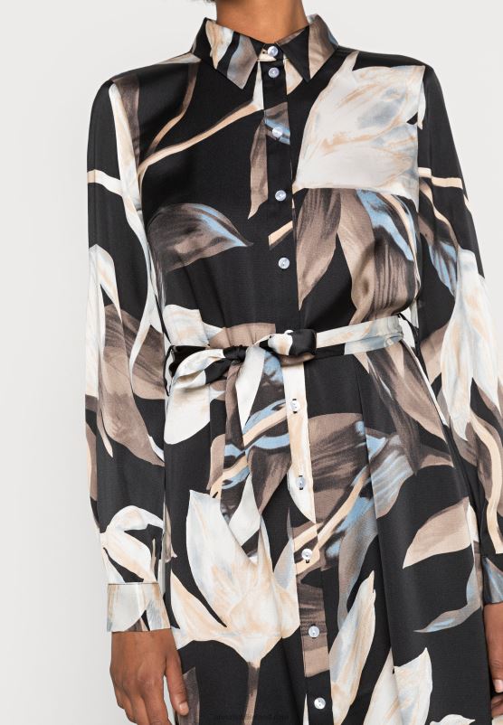 Z62T93 Women Anna Field Shirt Dress Black/Multi Coloured