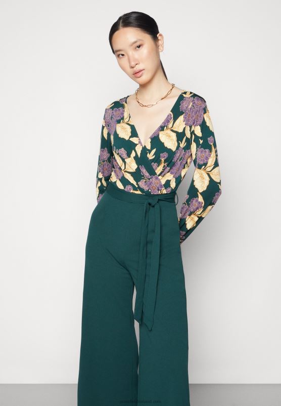 Z62T899 Women Anna Field Jumpsuit Dark Green/Yellow