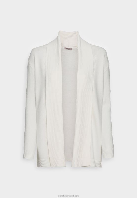 Z62T827 Women Anna Field Ribbed Fold Collar Cardigan Off White