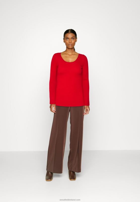 Z62T842 Women Anna Field Button Detail Jumper Red