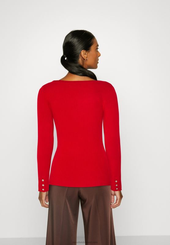 Z62T842 Women Anna Field Button Detail Jumper Red
