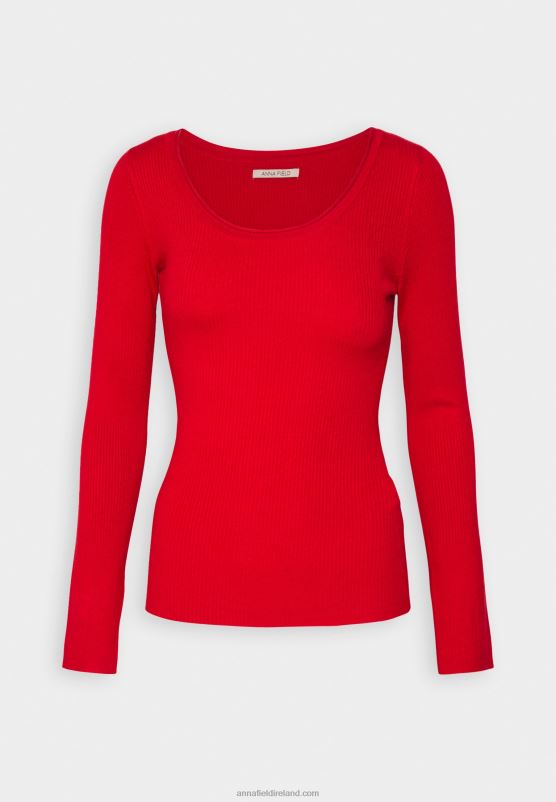 Z62T842 Women Anna Field Button Detail Jumper Red