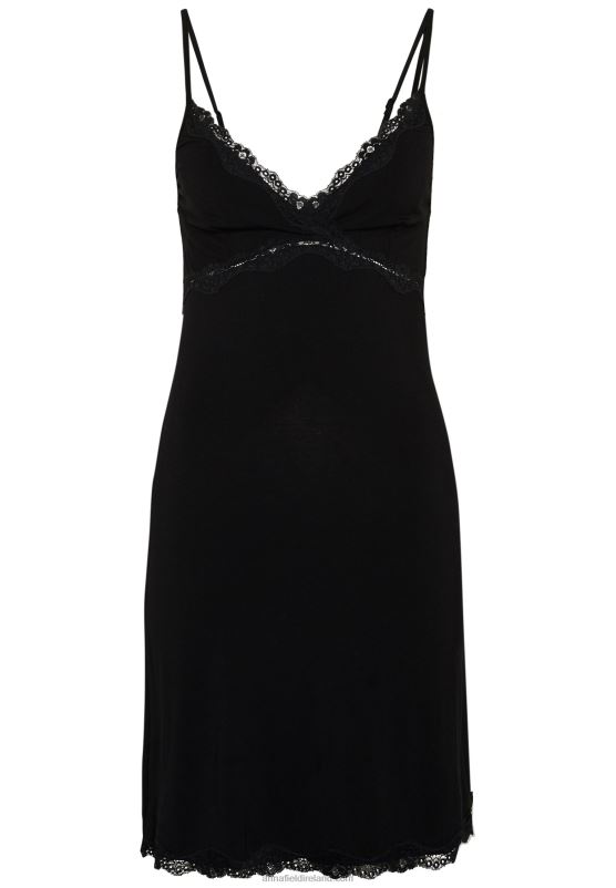 Z62T1038 Women Anna Field Heidi Short Sleeves Viscose Nightdress Nightie Black