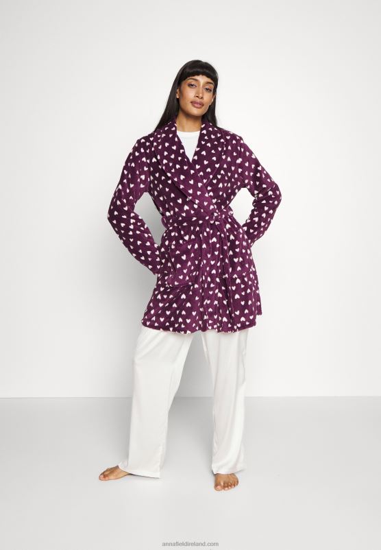 Z62T1091 Women Anna Field Dressing Gown Dark Red/Beige