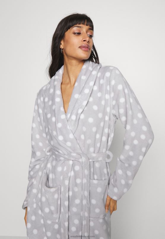 Z62T1093 Women Anna Field Dressing Gown Grey/White