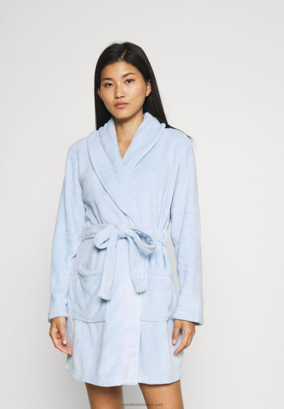 Z62T1094 Women Anna Field Ladies Plush Bathrobe Dressing Gown Blue