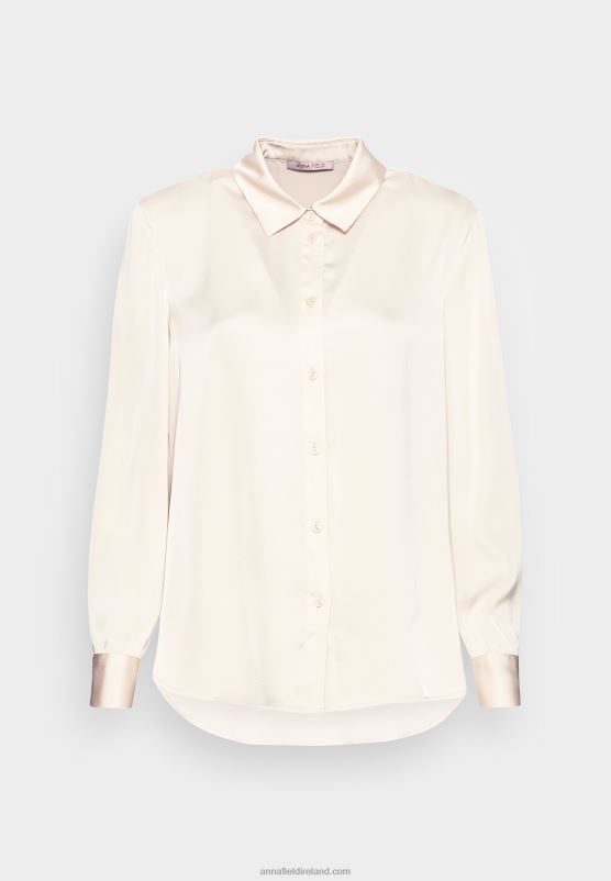 Z62T667 Women Anna Field Button-Down Blouse Nude