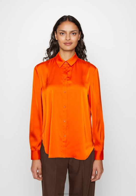 Z62T669 Women Anna Field Button-Down Blouse Orange