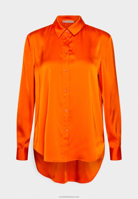 Z62T669 Women Anna Field Button-Down Blouse Orange