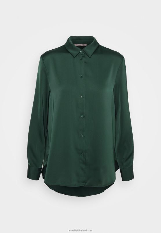 Z62T670 Women Anna Field Button-Down Blouse Green