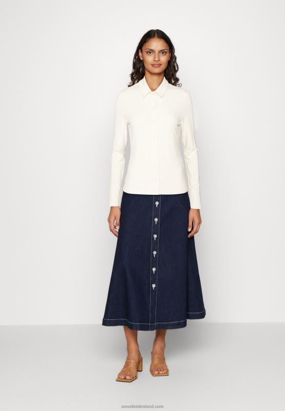 Z62T672 Women Anna Field Button-Down Blouse Off-White