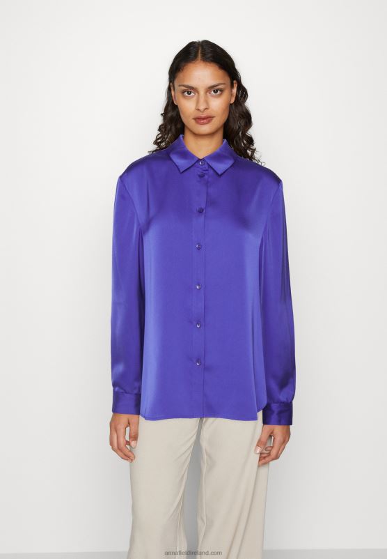 Z62T674 Women Anna Field Button-Down Blouse Dark Blue