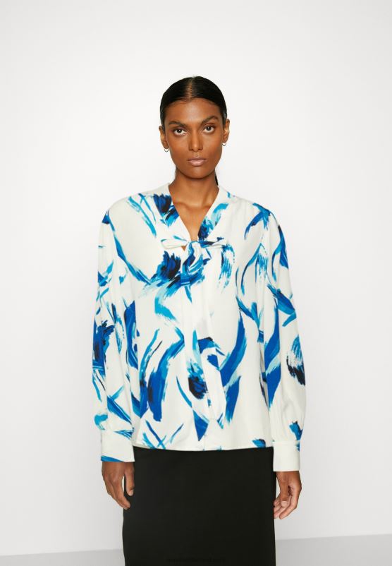 Z62T679 Women Anna Field Button-Down Blouse White, Blue