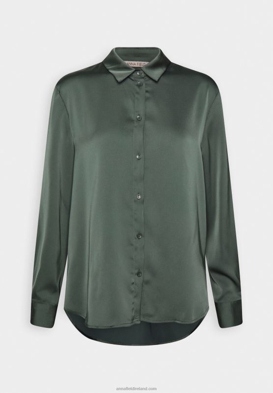 Z62T681 Women Anna Field Button-Down Blouse Olive