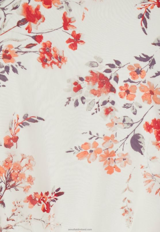 Z62T691 Women Anna Field Chiffon Wrap Belt Blouse White/Red