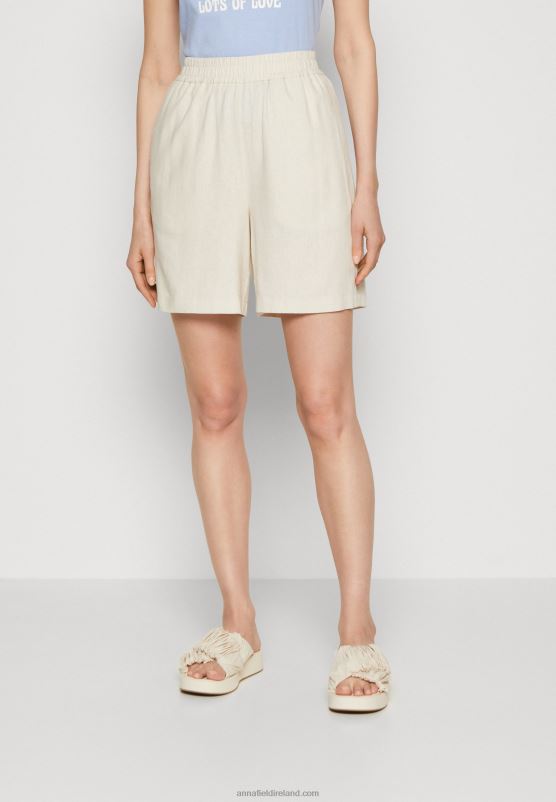 Z62T857 Women Anna Field Linen Mix Shorts Beige
