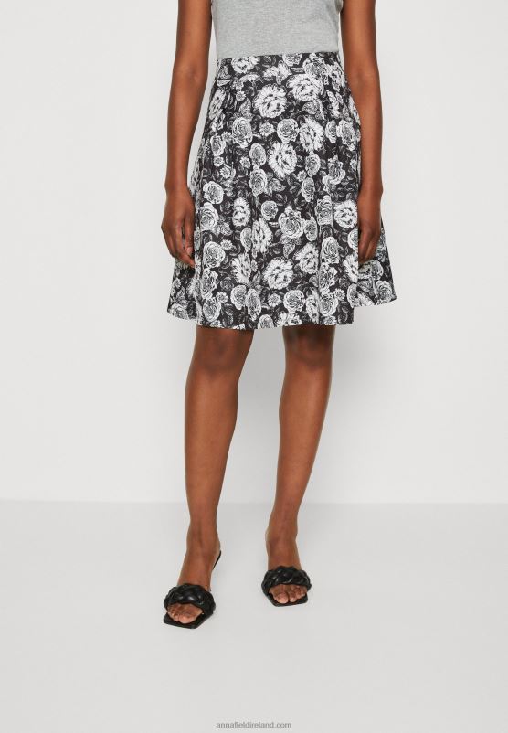 Z62T777 Women Anna Field Pleated Skirt Black/White