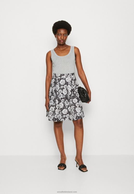 Z62T777 Women Anna Field Pleated Skirt Black/White