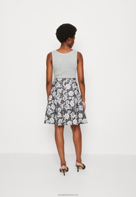 Z62T777 Women Anna Field Pleated Skirt Black/White