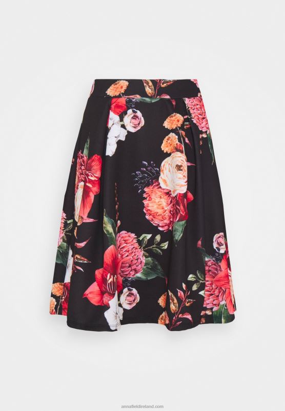 Z62T778 Women Anna Field Pleated Skirt Black/Pink