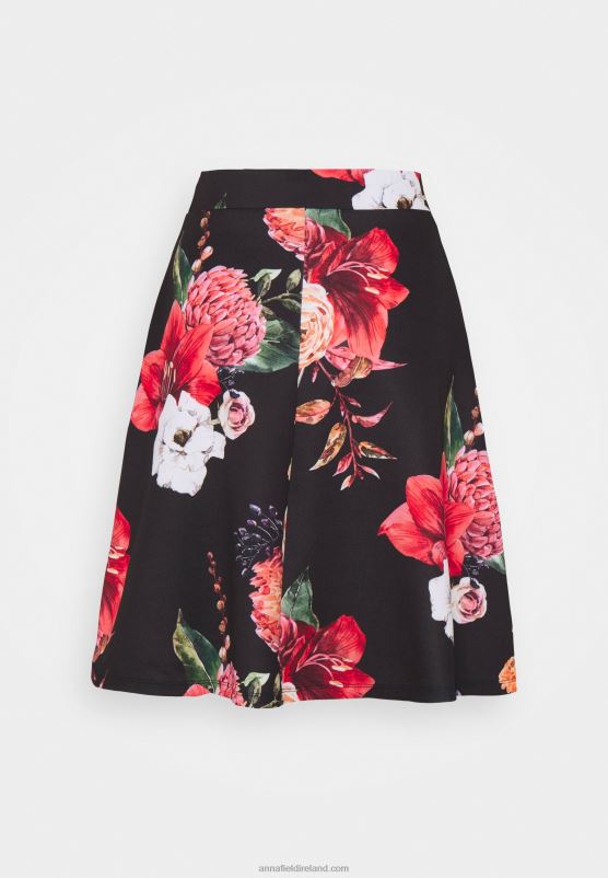 Z62T778 Women Anna Field Pleated Skirt Black/Pink