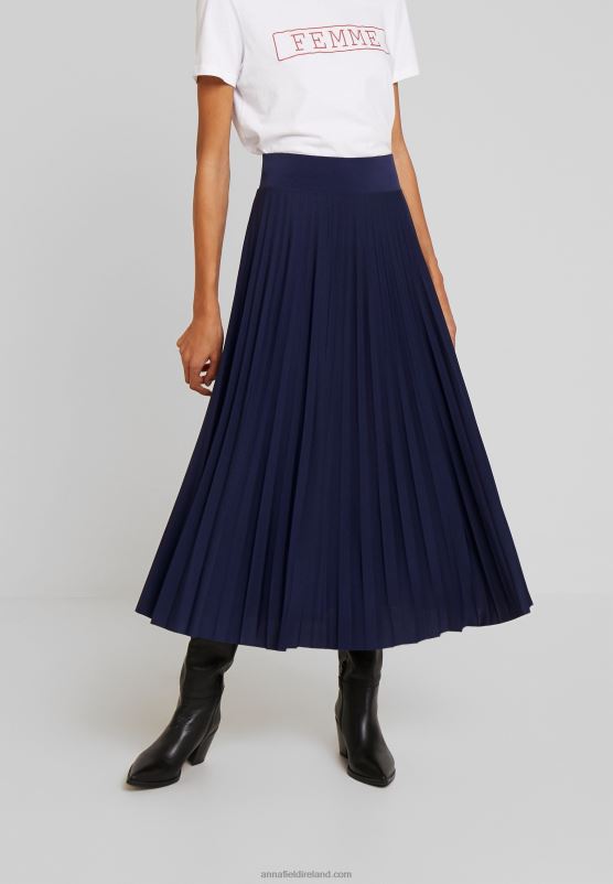 Z62T783 Women Anna Field Plisse A-Line Midi Skirt A-Line Skirt Maritime Blue