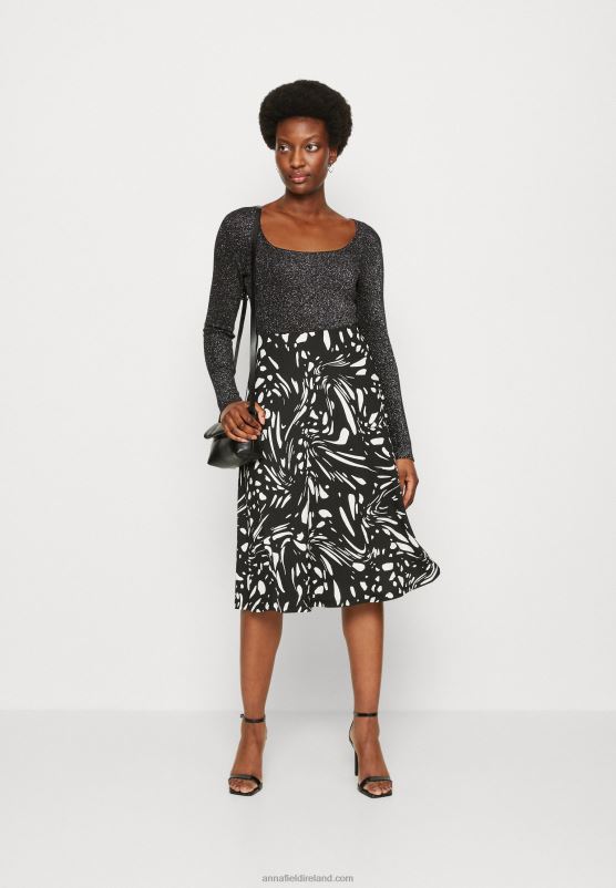 Z62T788 Women Anna Field A-Line Skirt Black/White