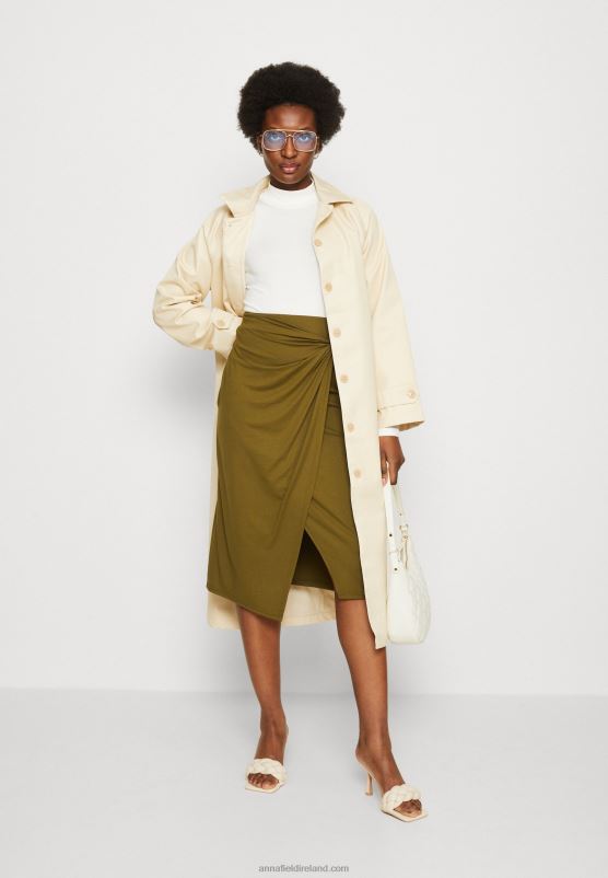 Z62T800 Women Anna Field Pencil Skirt Khaki