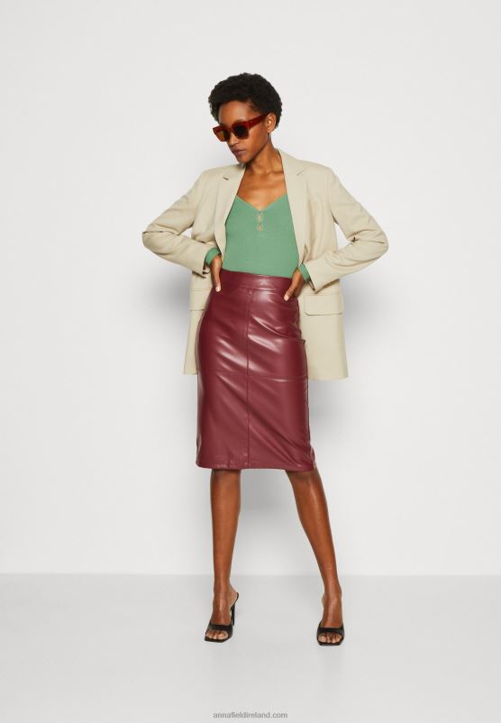 Z62T803 Women Anna Field Pencil Skirt Bordeaux