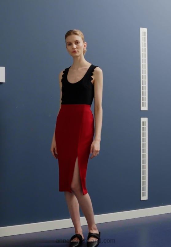 Z62T806 Women Anna Field Pencil Skirt Dark Red