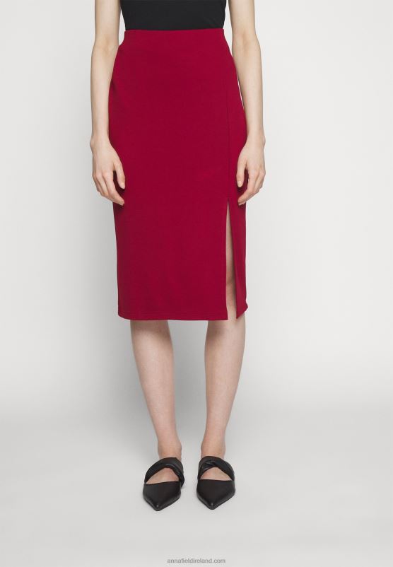 Z62T806 Women Anna Field Pencil Skirt Dark Red