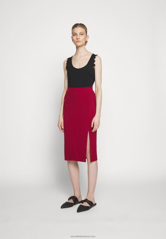 Z62T806 Women Anna Field Pencil Skirt Dark Red