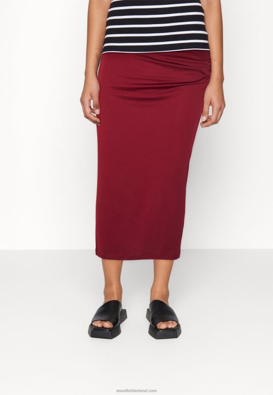 Z62T808 Women Anna Field Pencil Skirt Dark Red