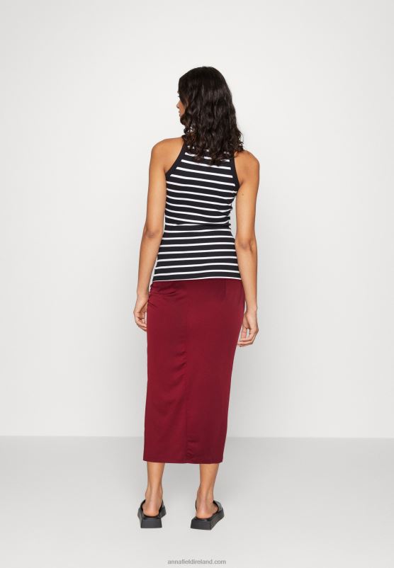 Z62T808 Women Anna Field Pencil Skirt Dark Red