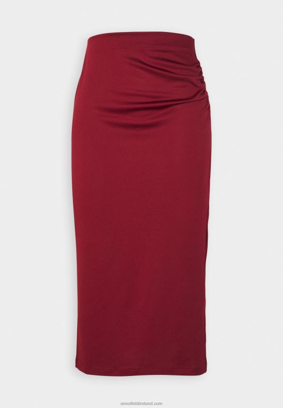 Z62T808 Women Anna Field Pencil Skirt Dark Red