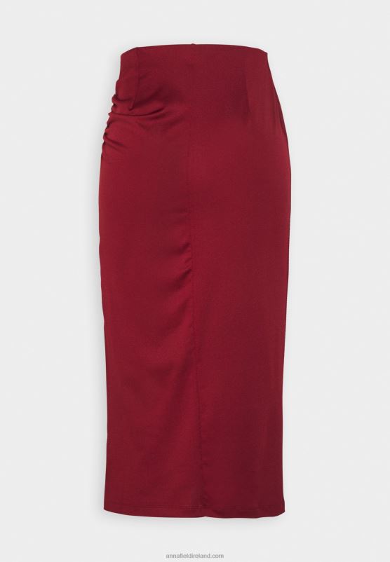 Z62T808 Women Anna Field Pencil Skirt Dark Red
