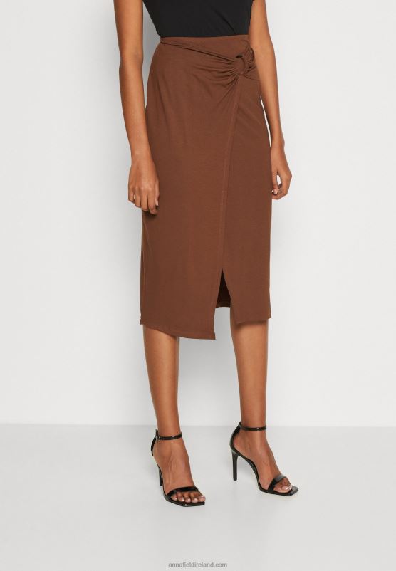 Z62T814 Women Anna Field Wrap Skirt Dark Brown