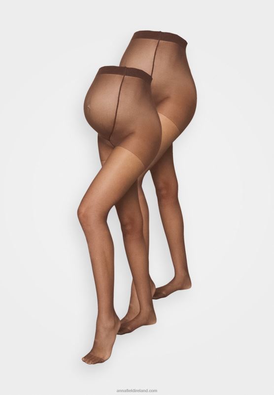 Z62T1100 Women Anna Field 20 Den 2 Pack Tights Dark Brown