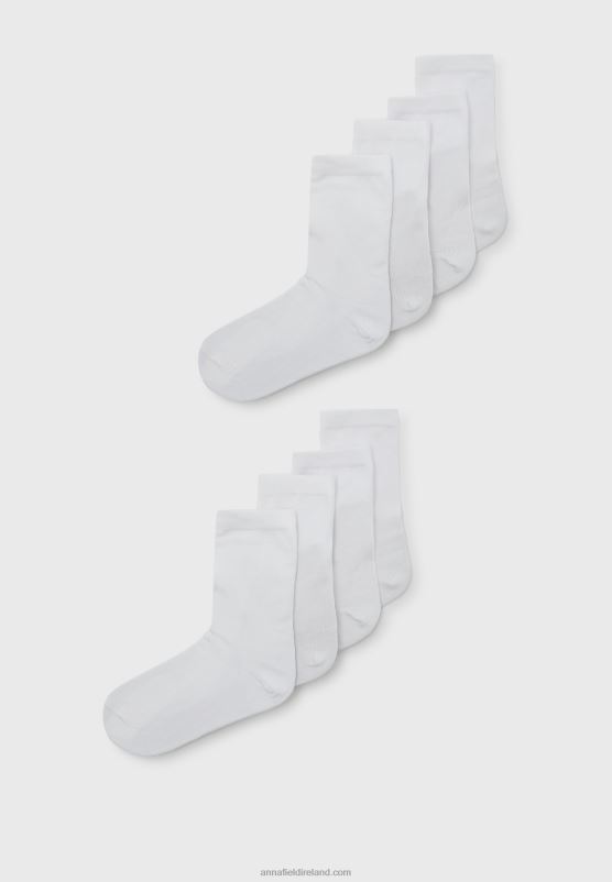 Z62T1116 Women Anna Field 8 Pack Socks White