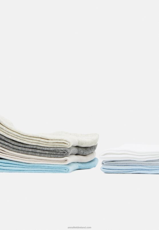 Z62T1119 Women Anna Field 8 Pack Socks Blue/Grey