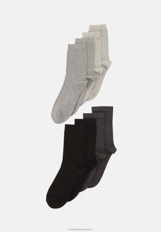Z62T1126 Women Anna Field 8 Pack Socks Grey, Black