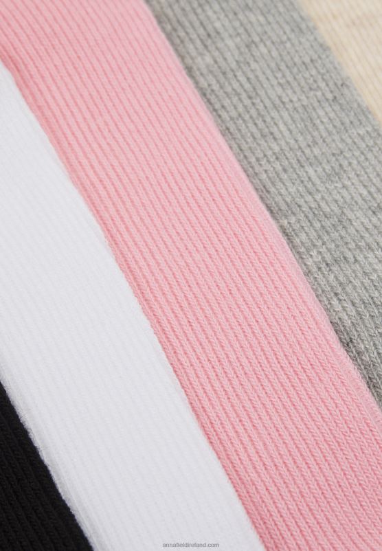 Z62T1127 Women Anna Field 5 Pack Socks Black/White/Grey