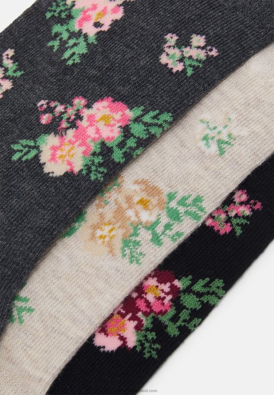 Z62T1129 Women Anna Field Socks Black/Beige