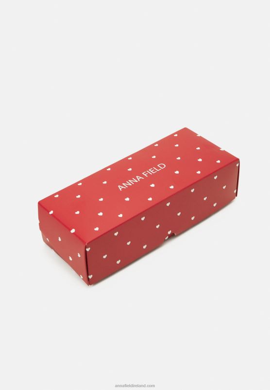 Z62T1130 Women Anna Field 5 Pack Socks White/Red