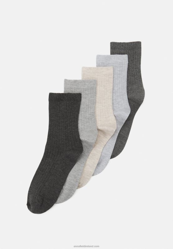 Z62T1133 Women Anna Field 5 Pack Socks Black/Grey