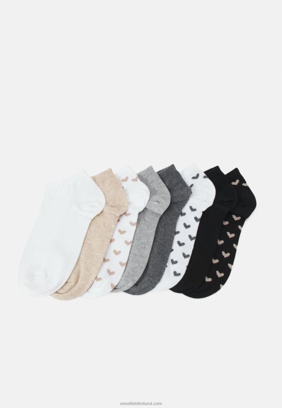 Z62T1134 Women Anna Field 8 Pack Socks White/Grey